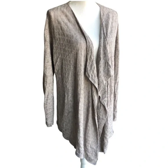 Eileen Fisher Waterfall Cardigan Linen Neutral Large - Picture 1 of 9